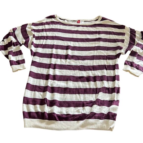 H&M Divided Purple and Winter White Striped Tunic Sweater Womans Size Small - Picture 5 of 8